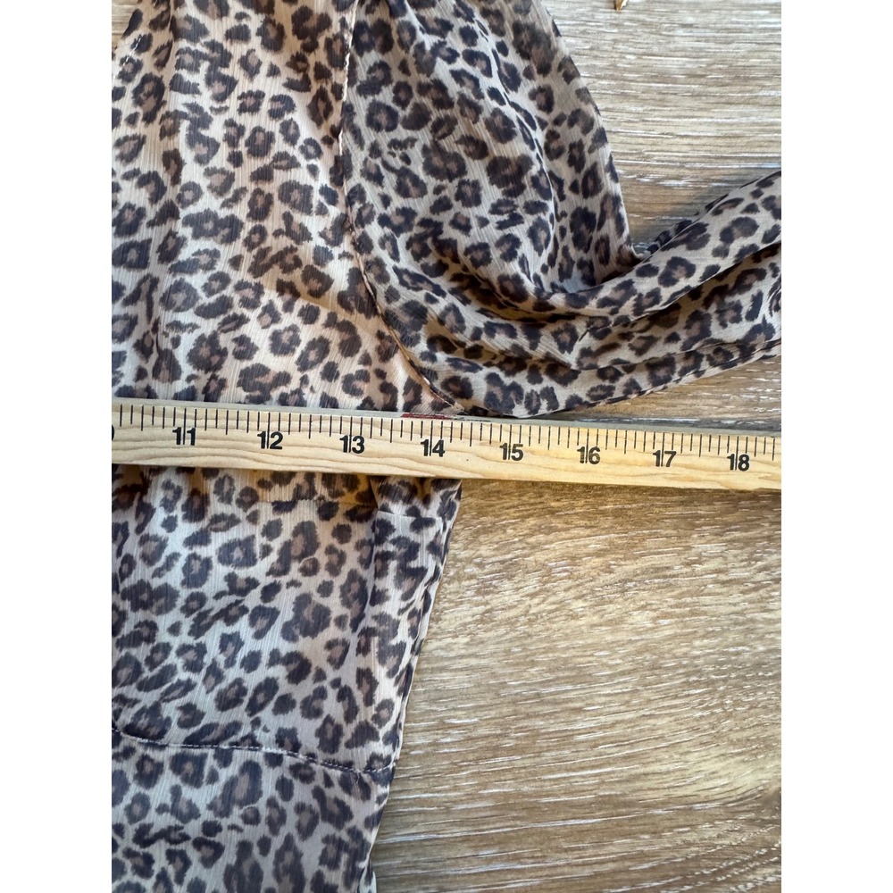 Abercrombie & Fitch Leopard V-Neck Ruffle Mini Dress XS Long Sleeve Smocked - Picture 4 of 13